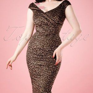 Collectif London Retro Pin Up Leopard Dress Sz S UK 10